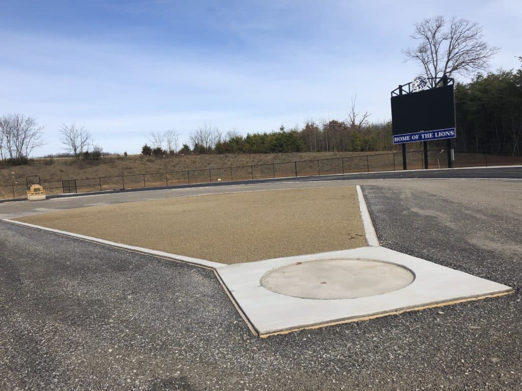 softball field concrete work White Pine area of Morristown TN Tennessee Catholic High School