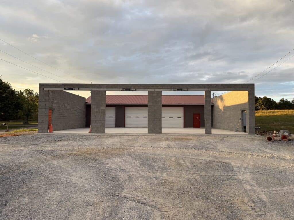 Concrete and masonry work for Centerview Fire Department addition in Newport Tennessee by Crescostone