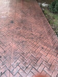 herringbone brick red antiqued decorative concrete